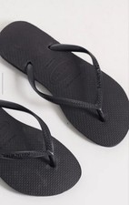 Havaianas Women’s Black Rubber Flip-Flop Thong Sandals Logo UK 4.5-5