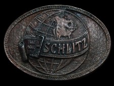 LK13105 VINTAGE 1970s  SCHLITZ  BREWING COMPANY BEER BELT BUCKLE