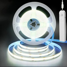5V Motion Sensor COB LED Strip Lights 2P Time Delay 6.56FT 2M Cool White