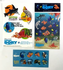 3 DISNEY Movie Promo Sticker Sheets 2 Finding Dory 1 Finding Nemo vtg FREE SHIP!