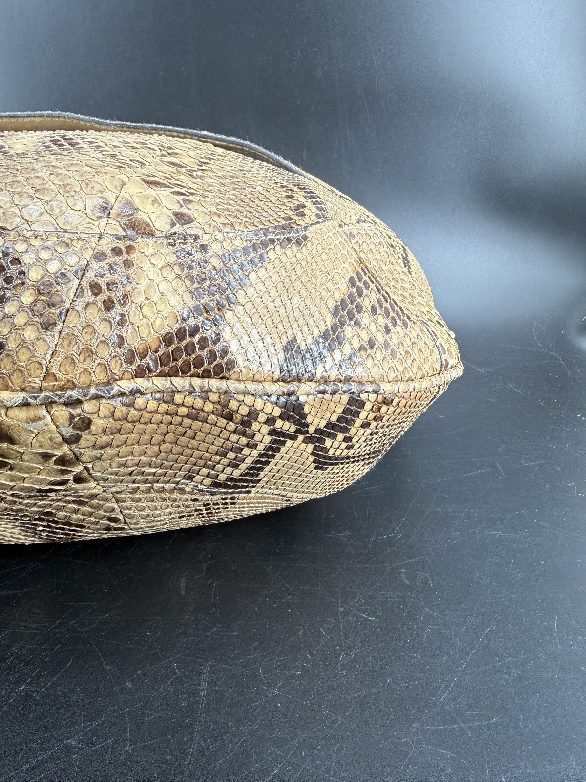 Gucci Python Embossed Leather Bag Nougat Trim 169… - image 12