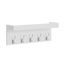 Wall Hook Coat Shelf Natural – Durable MDF Wooden Hook Shelf – 60x10x12cm 