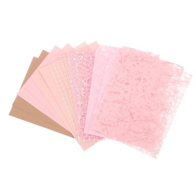 15 Sheets Scrapbook Textured Paper, with Plum Red Fabric, 3.9x5.5 Inch, Blue