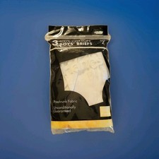 Vtg Hanes 1992 3 Pk Boys Size 4 USA Made 100 Cotton White Briefs Underwear NOS