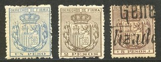 (JC695) PHILIPPINES 1880 DERECHOS DE FIRMA FISCALS TO 5p
