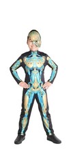 Hyde Eek Boys Blue Gold Robot Skeleton Jumpsuit Mask Costume S6-7