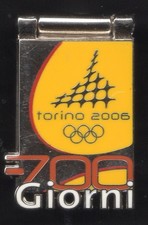 TORINO 2006 OLYMPIC GAMES. HINGED COUNTDOWN PIN. 700 DAYS TO GO. 12/MARCH/2004.