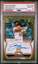 2023 Bowman Chrome Prospects Jase Bowen Gold Shimmer Auto /50 PSA 10 BCP-JBN