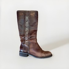 Matisse Brown Leather Riding Boots Embroidere...