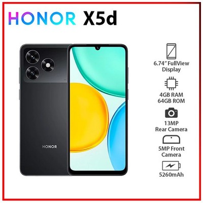 (New) HONOR X5d 4GB+64GB BLACK Dual SIM Octa Core Unlocked Android Cell Phone