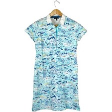Talbots Scenic Santorini Pique‎ Polo Shirt Mini Dress Turquoise Preppy SMALL 
