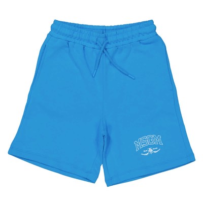 MSGM Kids Turchese Logo Embroidered Shorts, Size 10Y