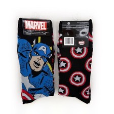 Marvel Captain America Crew Socks Mens Womens Disney Avengers Red White Blue