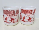 1950's Milk Glass Ranger Joe Ranch Mug *Set of 2 Red Hazel Atlas Vintage