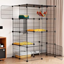Oneluck 4-Tier 47.2 Inch Large Cat Cages DIY Cat Playpen Detachable Metal Wir...