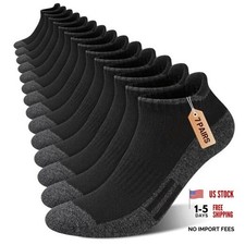 Mens Ankle Socks Cushioned Low Cut Athletic Sports Breathable 7 Pairs Black