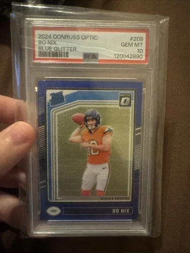 BO NIX PSA 10 2024 DONRUSS OPTIC BLUE GLITTER ROOKIE RC SSP BRONCOS Case Hit GEM