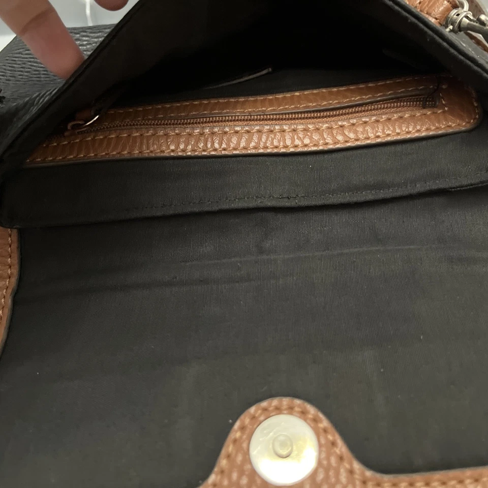 Chaps Mini Bandolera Cartera Bolso de Mano Bolso sin asas Cuero Vegano Guijarro Negro Marrón 8x6 Foto 3 de 3