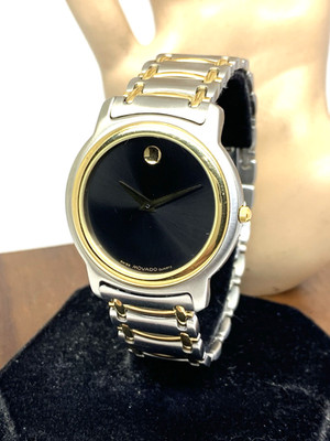 Movado Mens Watch 81.E2.865.5 Museum Black Dial Swiss Quartz Two Tone Steel 36mm