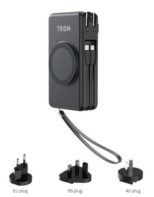 TRON  Travel power bank 20000mAh   Magnetic Wireless Charging Black TSA-approved