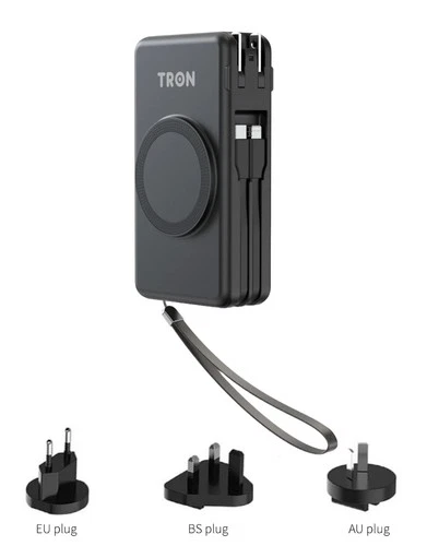 TRON  Travel power bank 20000mAh   Magnetic Wireless Charging Black TSA-approved - product listing photo