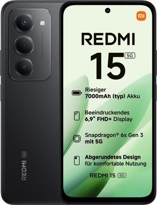 Xiaomi Redmi 15 5G 8 GB / 256 GB Smartphone Midnight Black BRANDNEU
