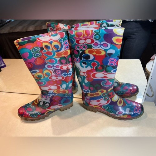 Coach Poppy Signature wasserdichte hohe Regenstiefel Größe 6 - Bild 3 von 6