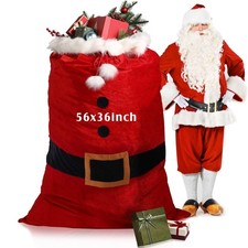 Extra Large Christmas Santa Velvet Gift Bag 56x36 Inch Jumbo Red Sack Cord