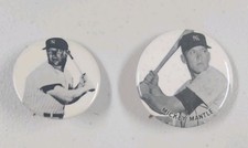 Vintage Mickey Mantle New York Yankees World Series Souvenir Pin Button Lot Of 2