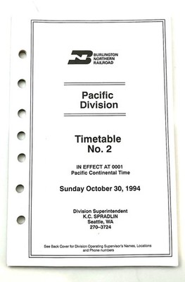 BN Pacific division ETT #2 10/30/1994 Burlington Northern Railroad