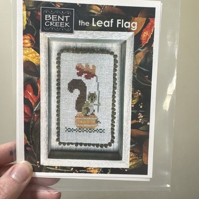 Bent Creek Leaf Flag Squirl Cross Stitch Pattern Chart
