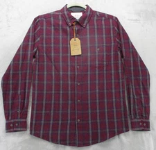 Weatherproof Vintage Shirt Mens Medium Vineyard Wine Plaid Flannel Button Up New