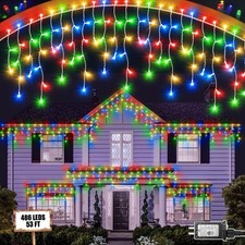 Christmas Lights Outdoor, 53 FT 486 LED for Outside, Timer  Memory, Plug in 8