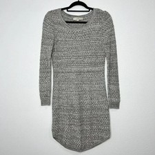 LOFT White Black Gray Long Sleeve Knit Sweater Dress Sz S