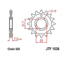 JT Front Sprocket 520 16T #JTF1536.16 for Kawasaki Ninja ZX-6R/Ninja ZX-6R ABS
