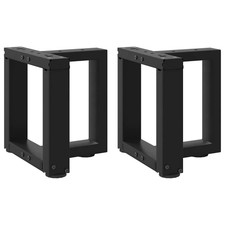 Couchtischbeine Schwarz 30x25x(30-31)cm Pulverbeschichteter Stahl T-Form 2tlg Set XL