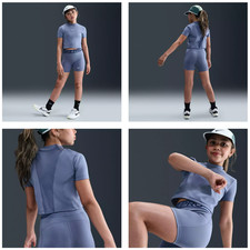 Nike Girls Sz L Dri Fit Pro 3" Training Running Compression Short INDIGO NWT 