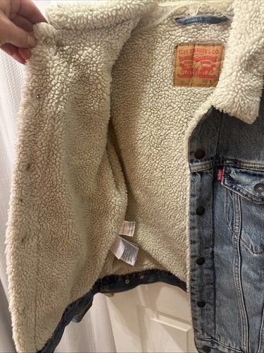 Levi Strauss Size S Trucker Jacket Pc9-16365-0044 Denim Jacket W Sherpa Lining - Picture 5 of 8