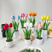 Plastic PVC Artificial Tulip Nordic Design Potted Plant for Photo Prop Use