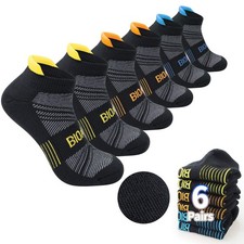 Cushioned Men's Ankle Socks 6 Pairs Cotton Athletic Sport Breathable Low Cut ...