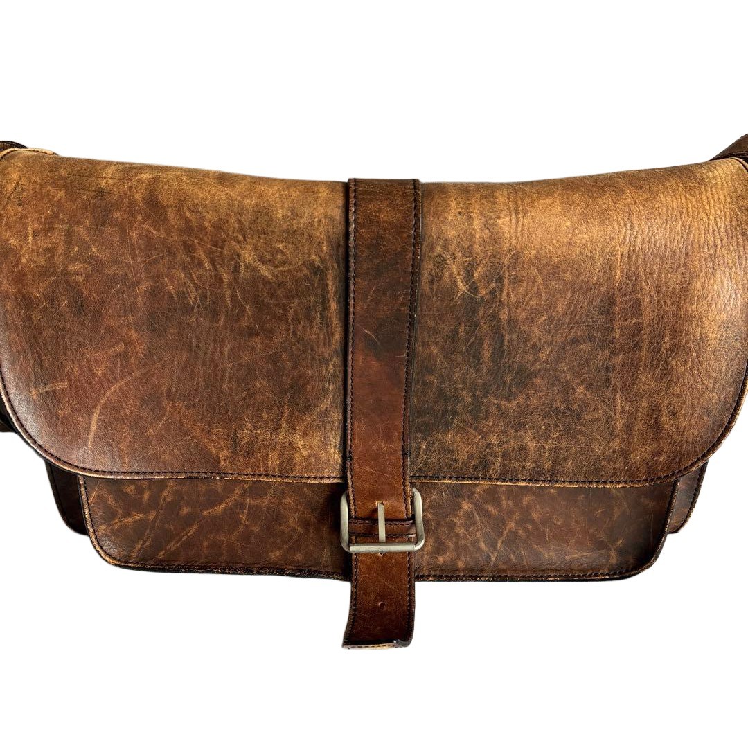PORTER GROUND 70th Anniversary Leather Messenger Bag Vintage Dark Brown Japan