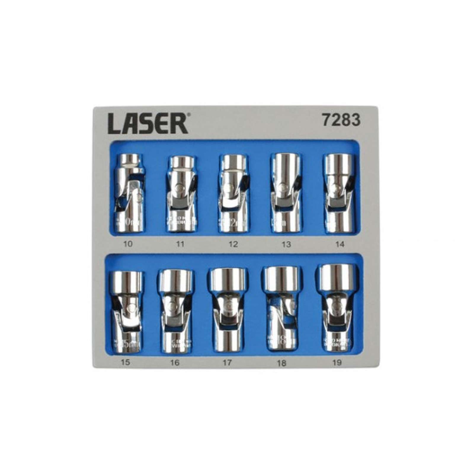 1x 10 Piece Laser Chrome Vanadium 3/8"" Universal Joint Socket Set