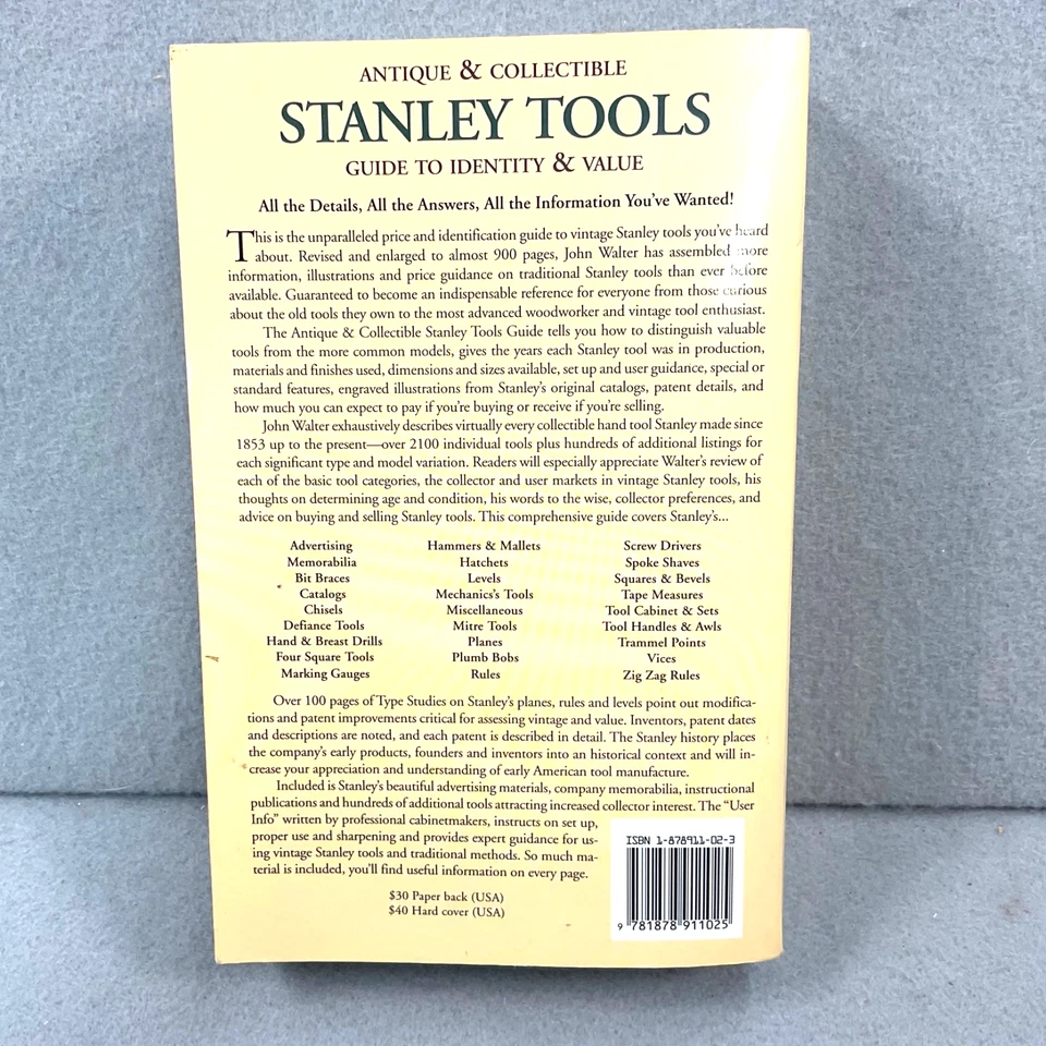 古董斯坦利价值和身份收藏品工具指南 1996 年 John Walter — 第 2/4 张图片