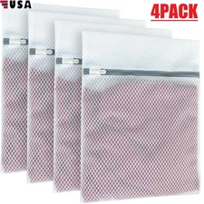4× Zipped Wash Bag Mesh Net Laundry Washing Machine Underwear Lingerie Socks Bra