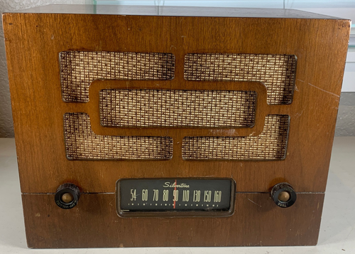 Teile Reparatur Vintage Sears 8050 Silvertone Radio Chassis 101.183 Tischplatte Holz