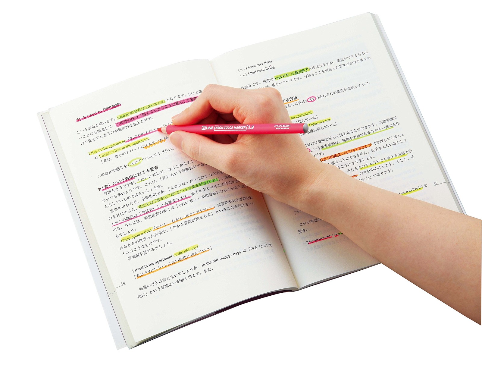 Kutsuwa RF017PK Pink Highlighter Pencil with Sharpener and Cap