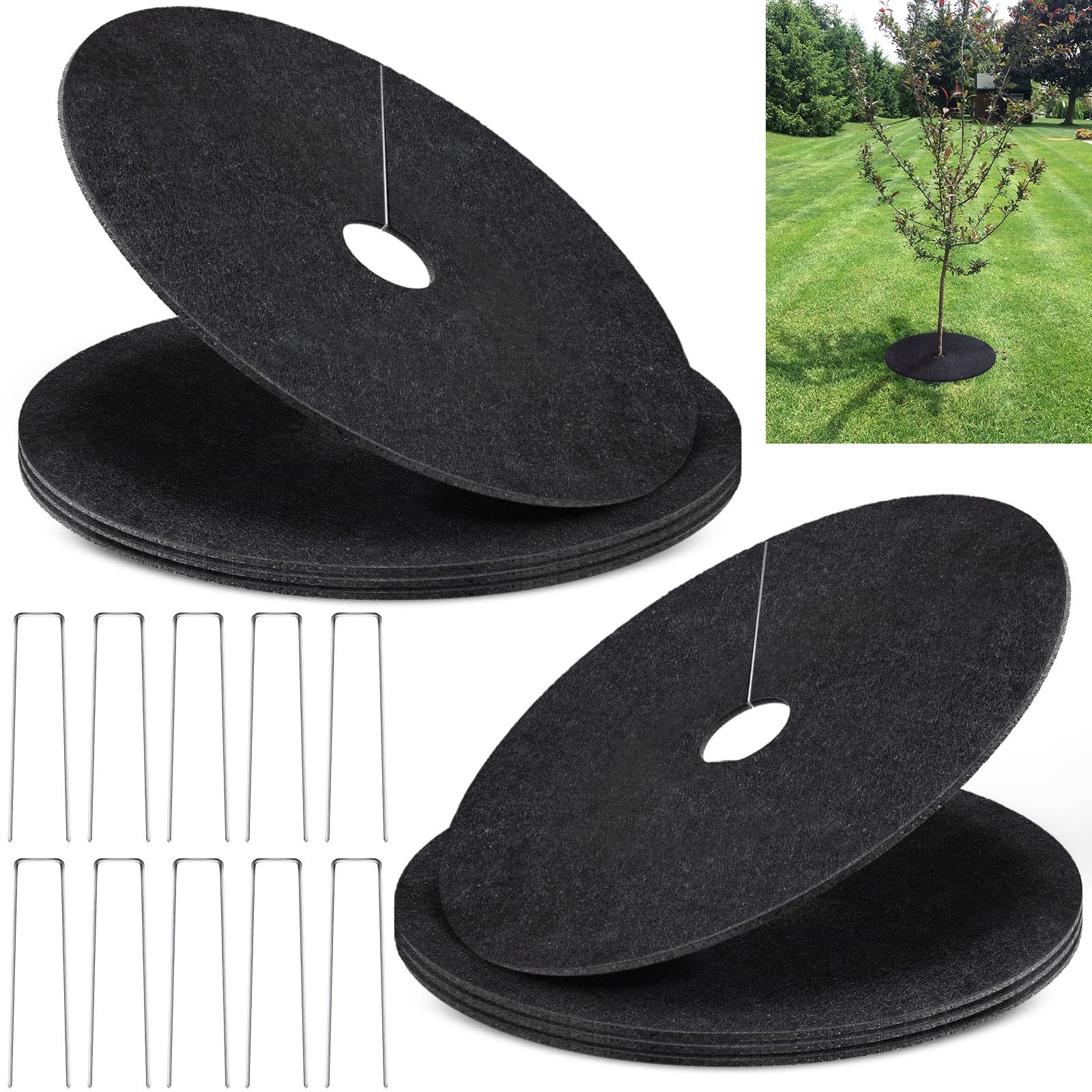 SYWHXY 8 Pack Non-Woven Tree Mulch Ring, 16.5 Inch Degradabl Tree Protector M...