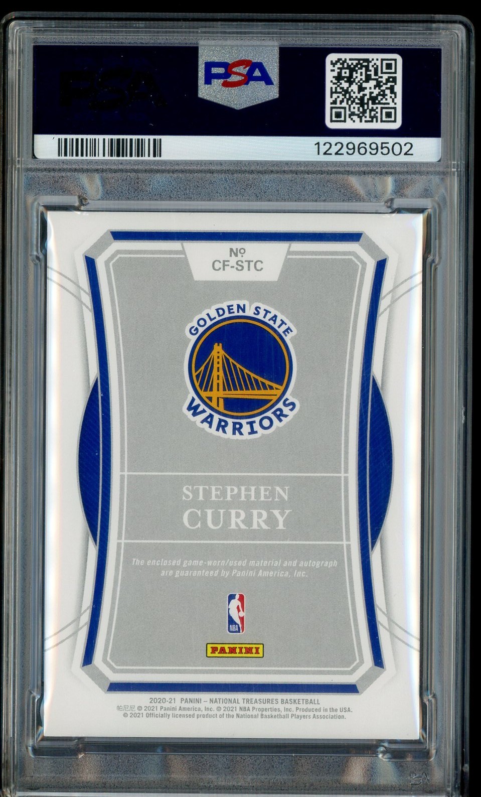 2020-21 National Treasures Stephen Curry GU Jersey /25 PSA 9 PSA/DNA 10 AUTO view 2