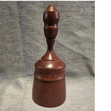 Handmade Wooden Handle Bell 7" Tall Vine Trim Christmas Teacher