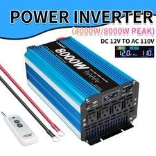 4000W Pure Sine Wave Inverter 12V DC to 110V AC (Peak 8000W) for RV, Truck, Home